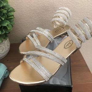 New in box! Atalina sandals in gold.